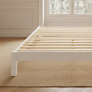 The White Madison Bed Frame in a bedroom scene 